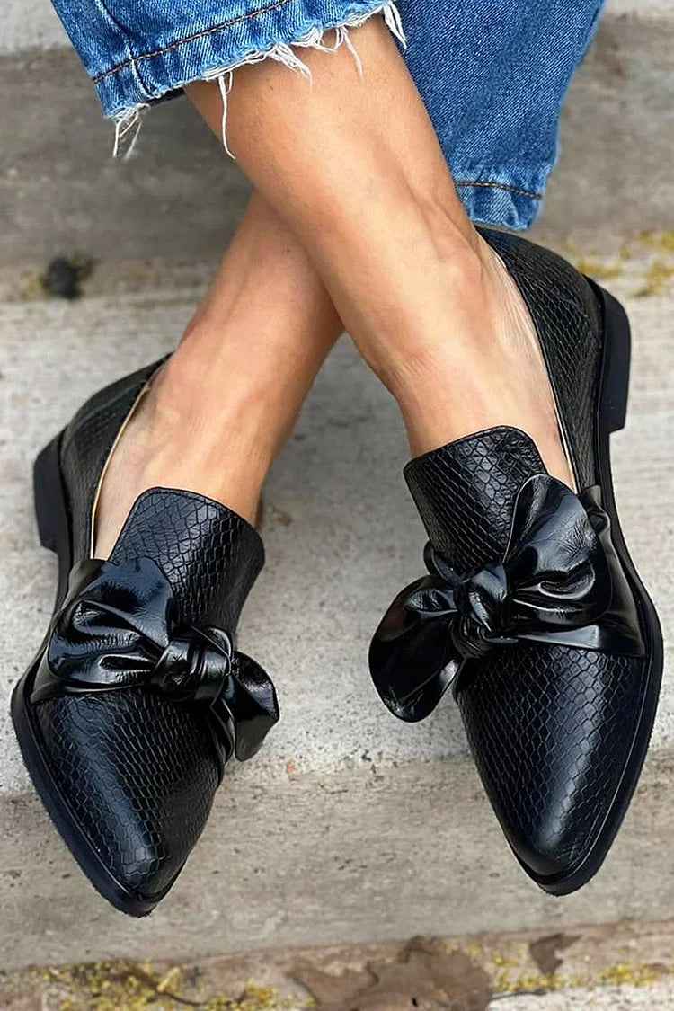 Laura | Glossy Bow Loafers