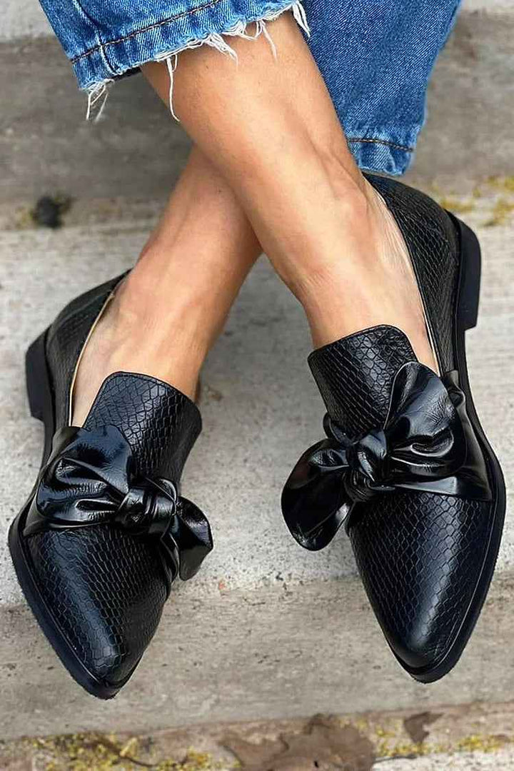 Laura | Glossy Bow Loafers