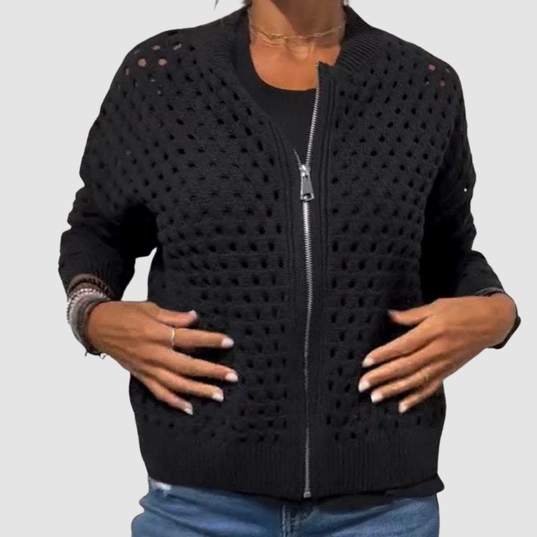 Desiree™ | Open-Knit Zip Cardigan