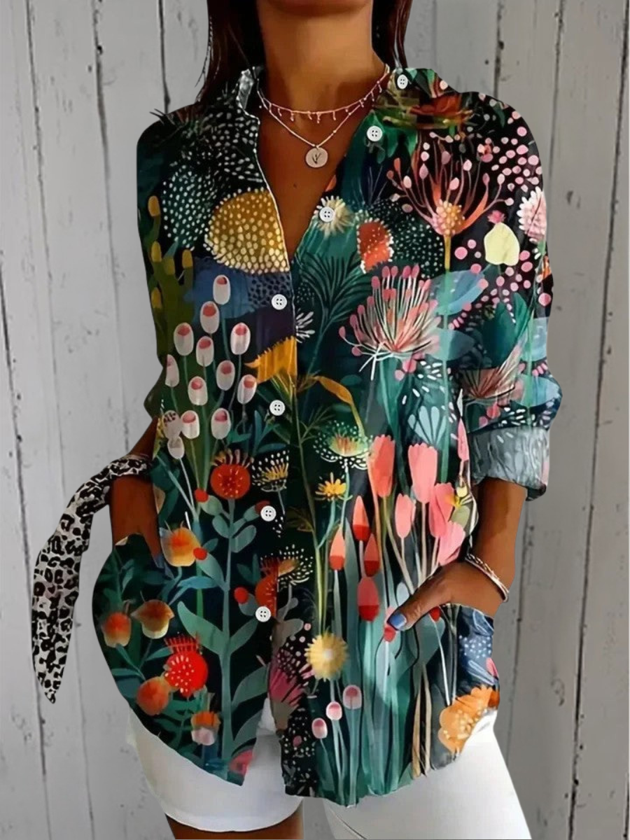 Anica | Vibrant Artistic Button-Up Blouse