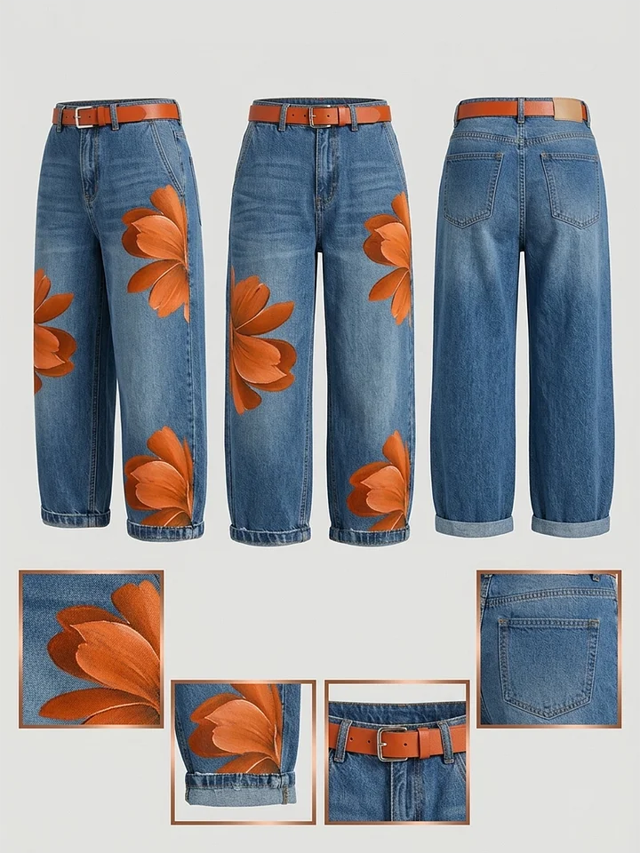 Maud | Long Shirt & Floral Jeans Set
