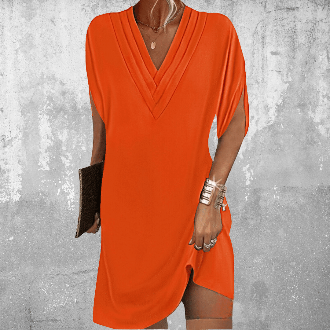 Minea | Elegant V-neck Midi Dress