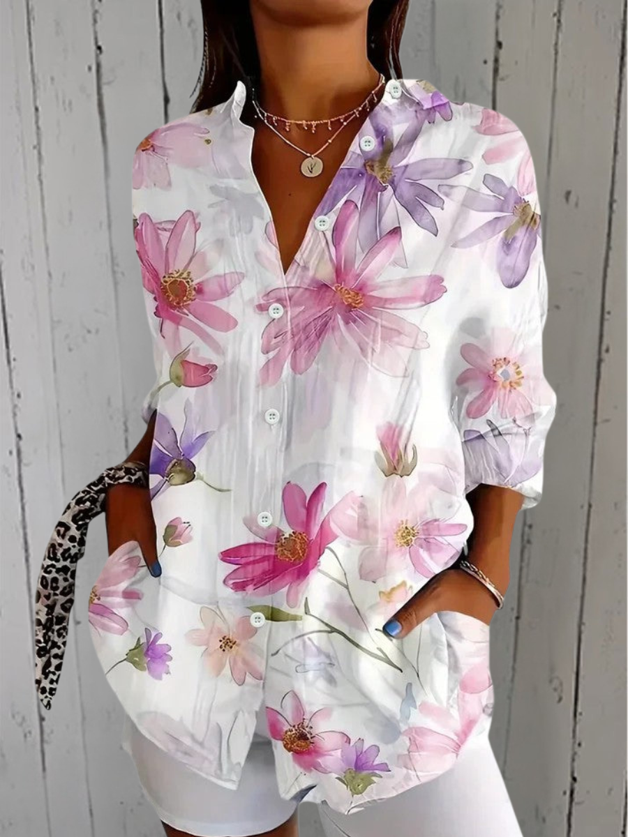 Anica | Vibrant Artistic Button-Up Blouse