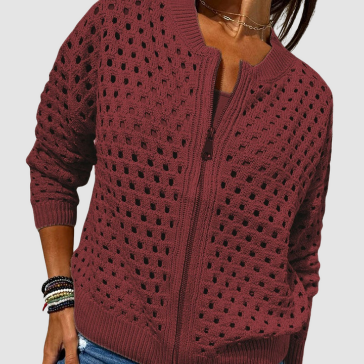 Desiree™ | Open-Knit Zip Cardigan