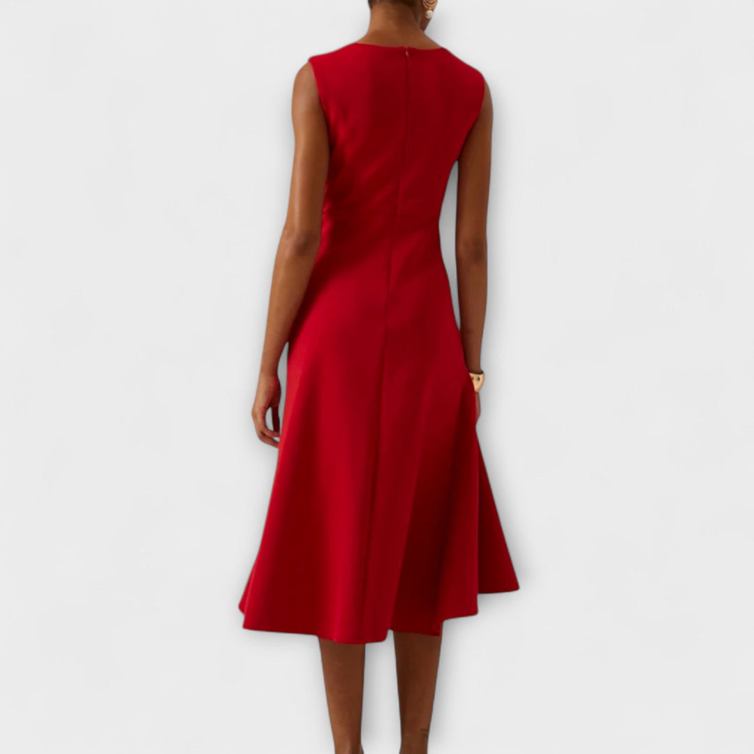 Juliette – Asymmetrical Midi Dress with Draping