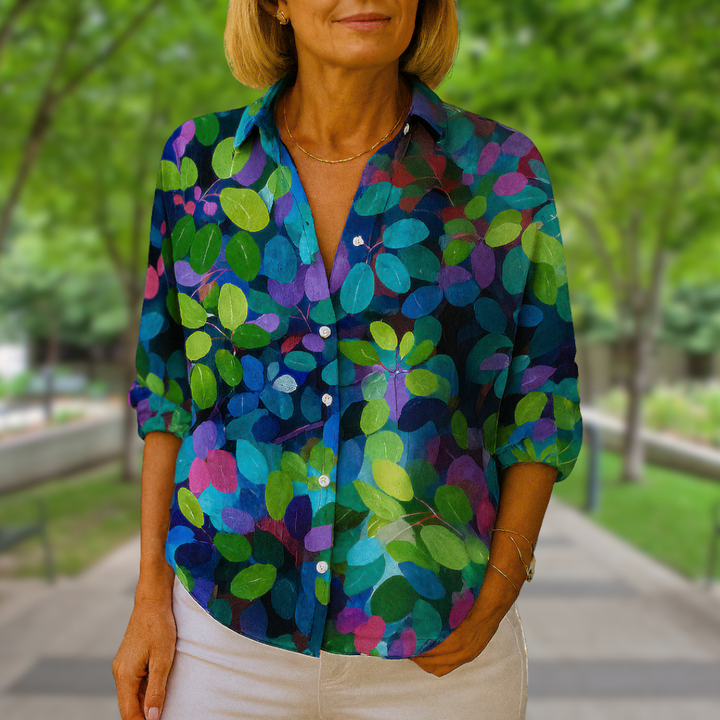 Catalina | Vibrant Artistic Button-Up Blouse