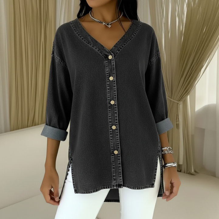 Wenelle | V-Neck Denim Shirt