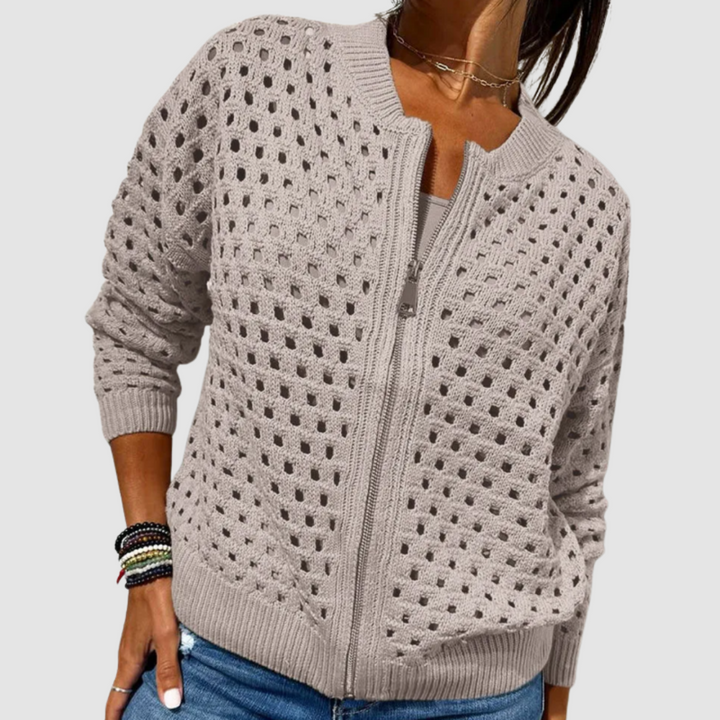 Desiree™ | Open-Knit Zip Cardigan