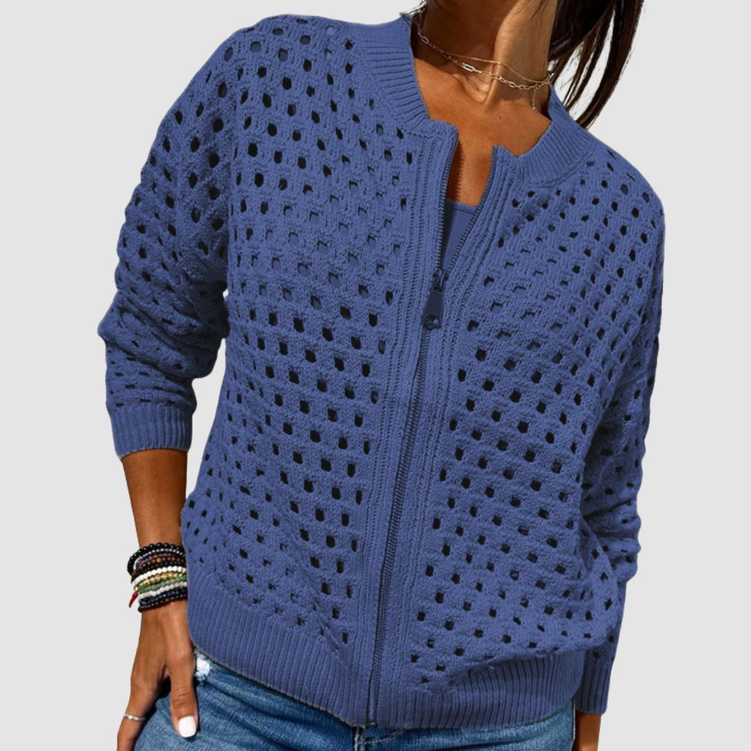 Desiree™ | Open-Knit Zip Cardigan