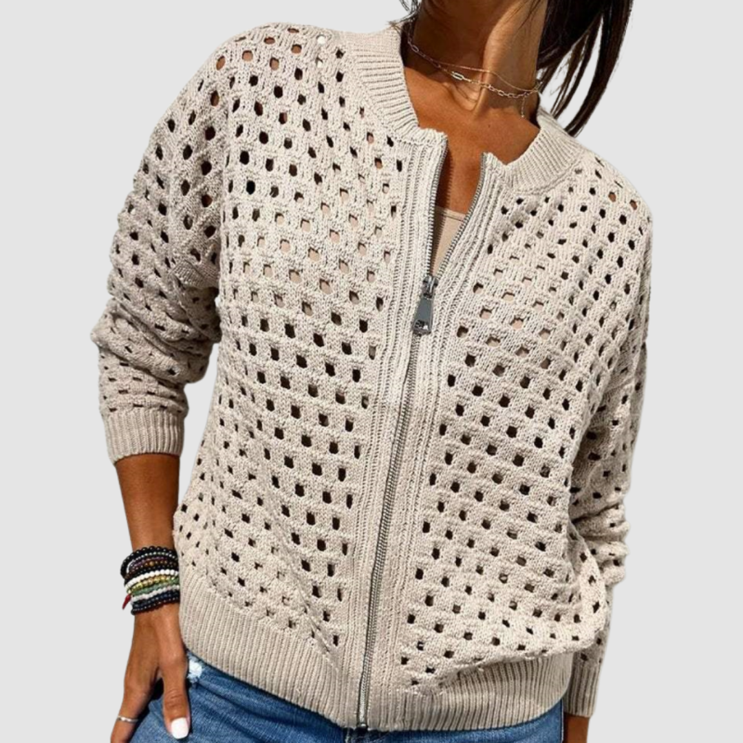 Desiree™ | Open-Knit Zip Cardigan