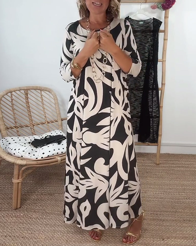 Isabella | Abstract Print Maxi Dress