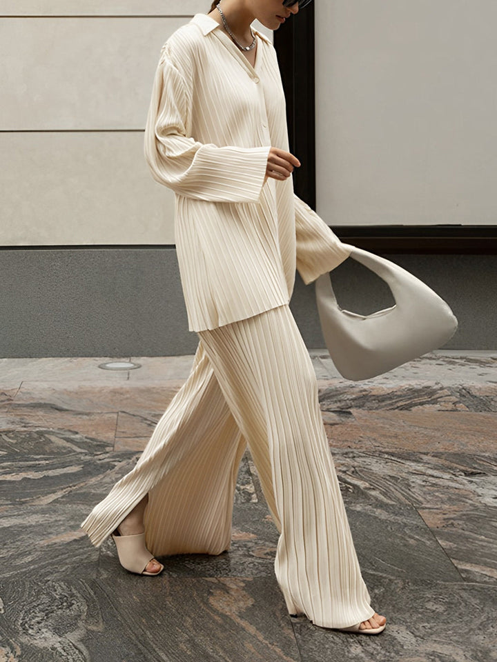 Oversized Pleated Two-Piece Lounge Set