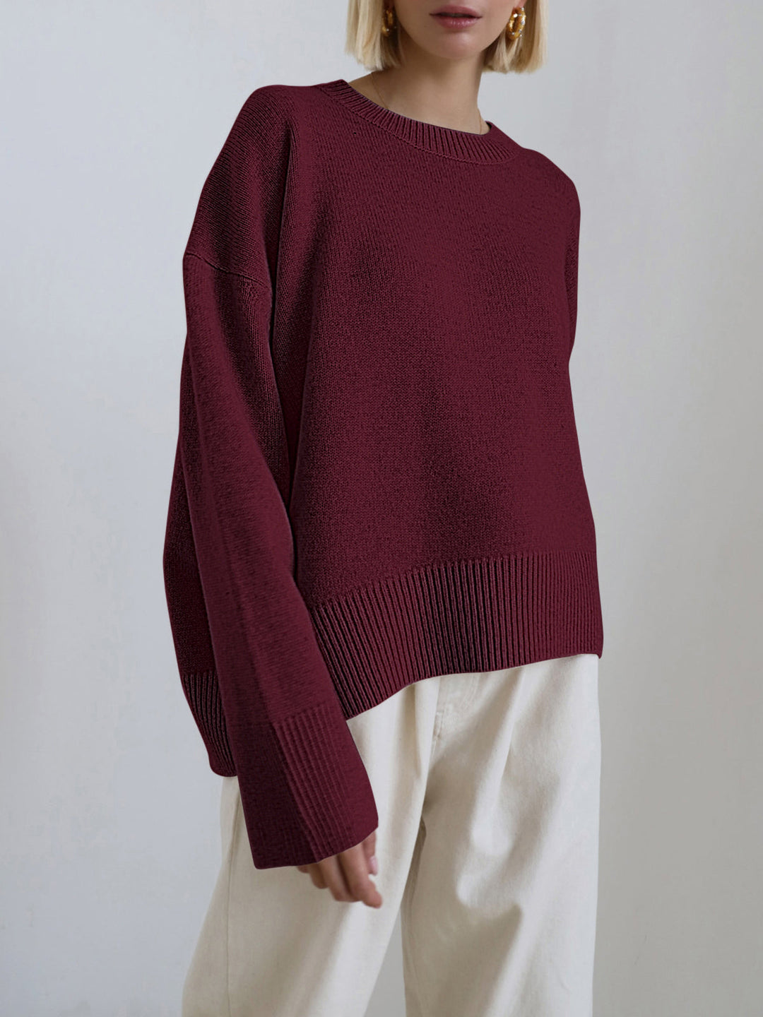 Oversized Crewneck Knit Sweater
