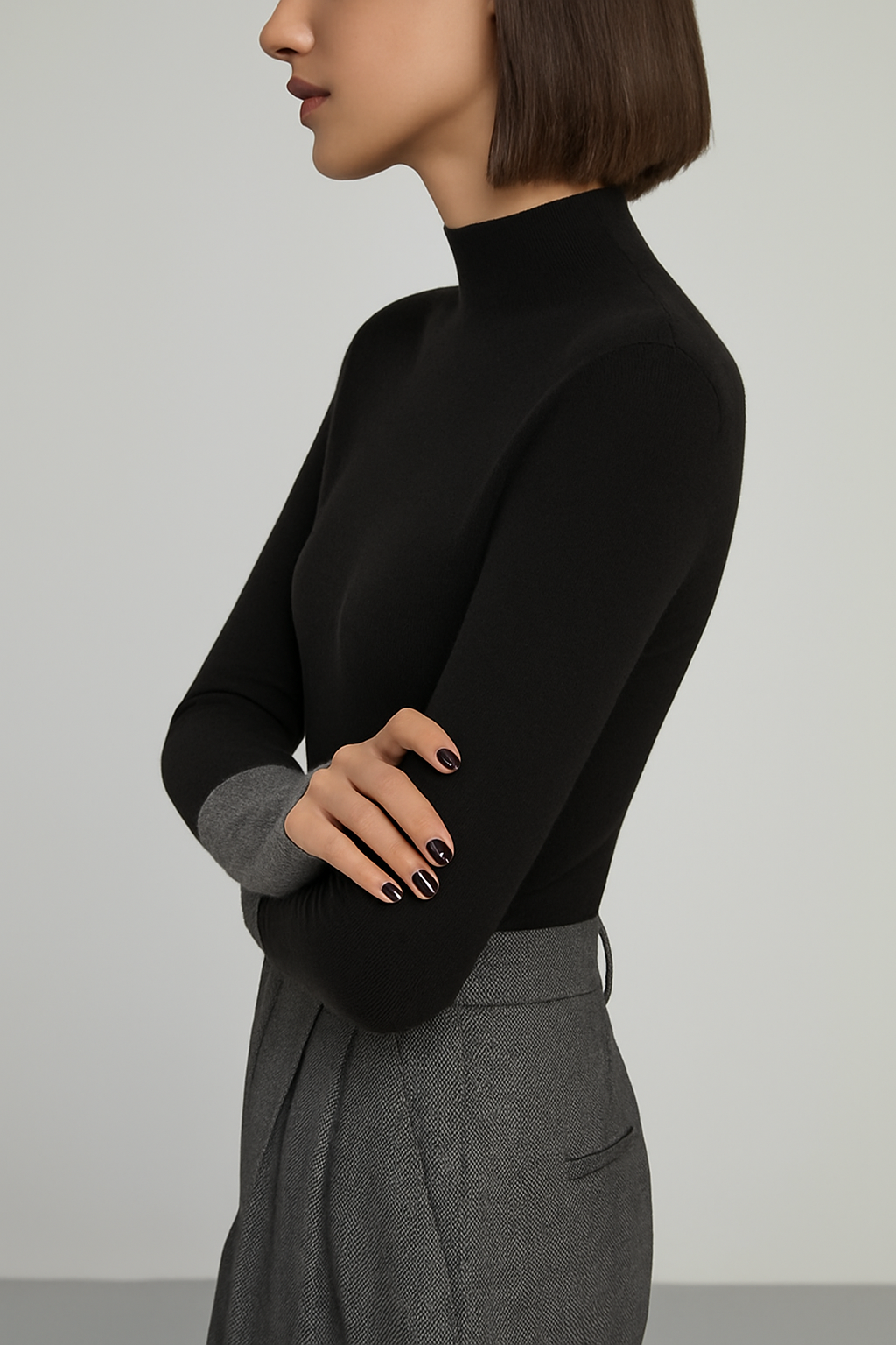 Contrast Cuff Knit Sweater