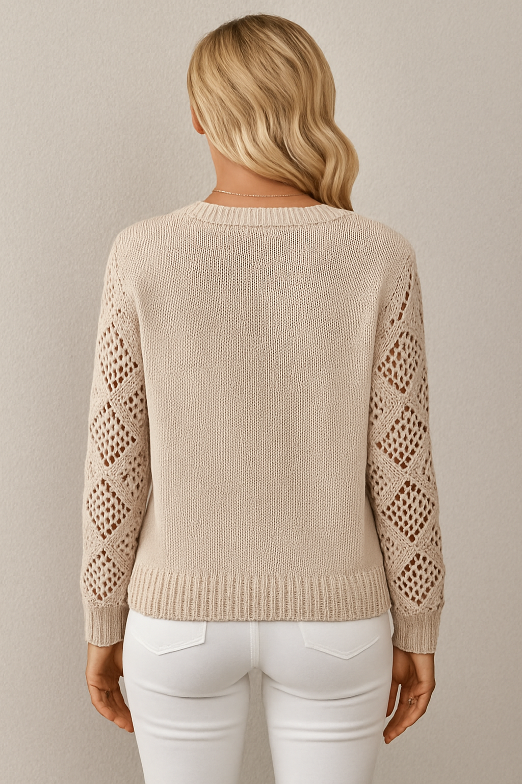 Crochet Sleeve Knit Sweater