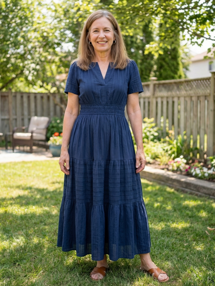 Althea | Short Sleeve Tiered Maxi Dress