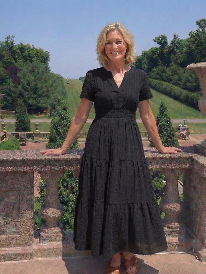 Althea | Short Sleeve Tiered Maxi Dress