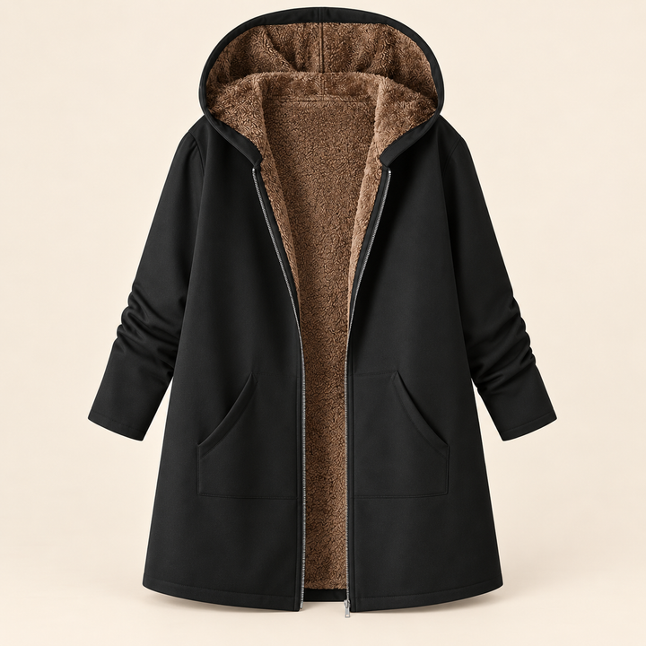 Evelyn | Cozy Sherpa-Lined Hooded Coat