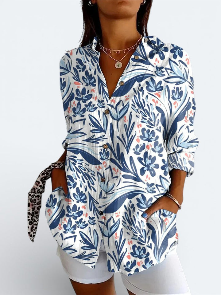 Valeria | Vibrant Artistic Button-Up Blouse