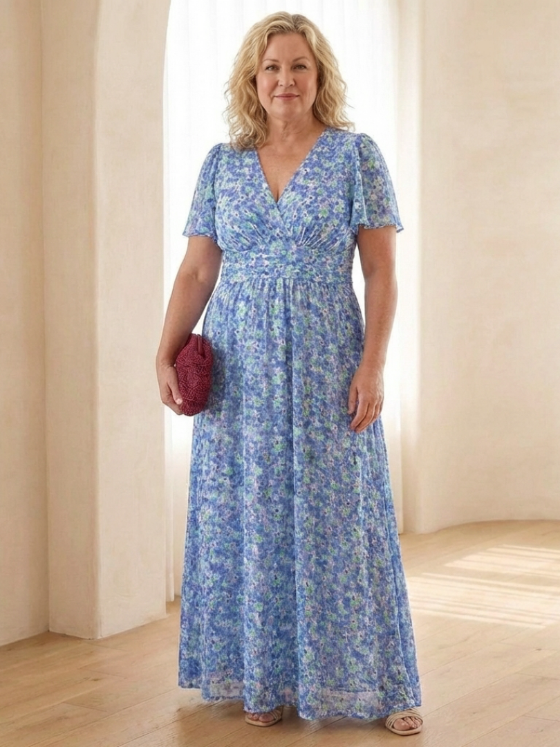 Marissa | Floral Short Sleeve Maxi Dress