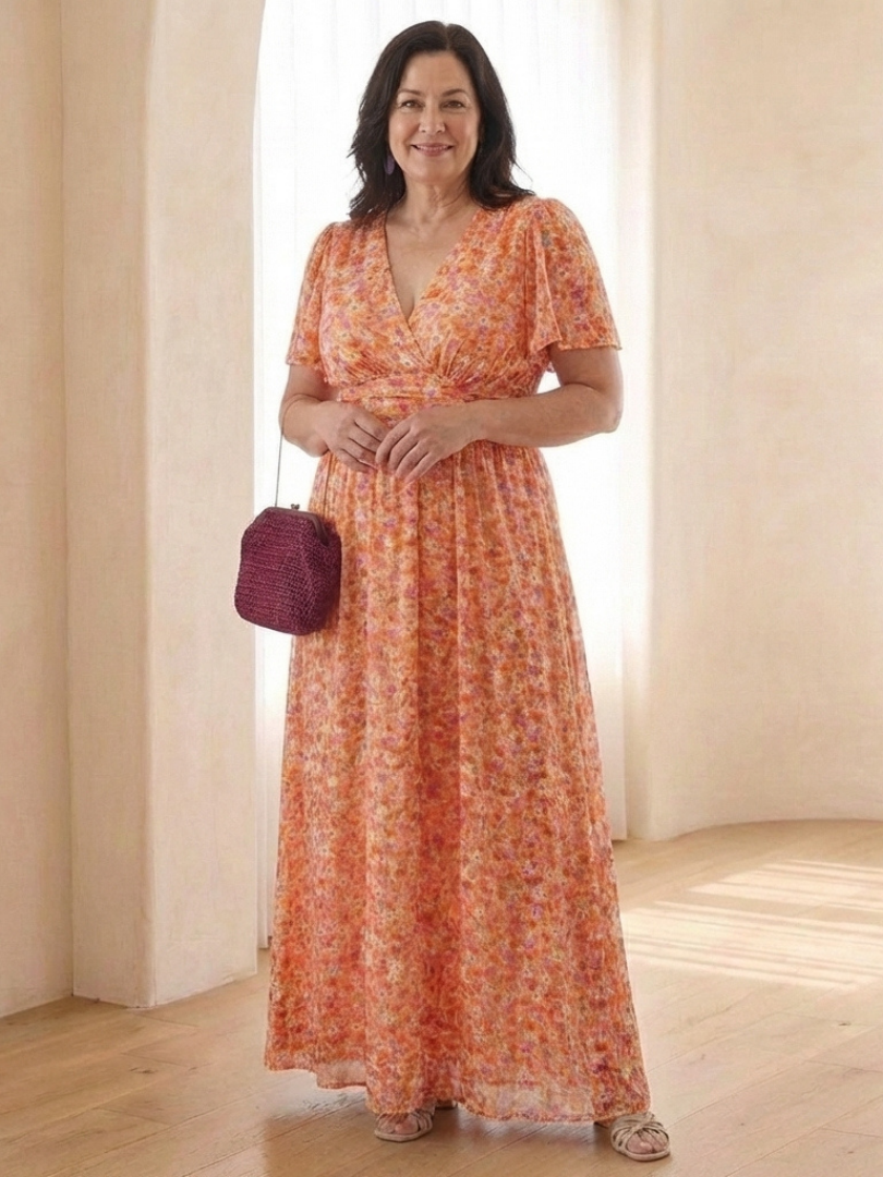 Marissa | Floral Short Sleeve Maxi Dress