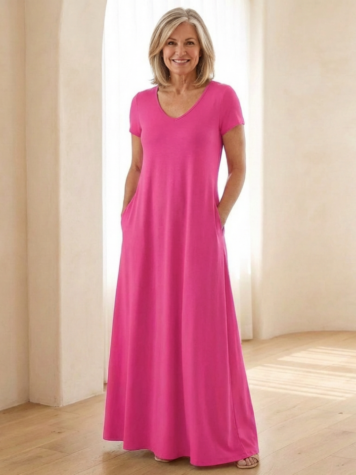 Sabrina | Short Sleeve Pocket Maxi Dress