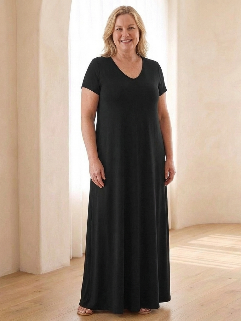 Sabrina | Short Sleeve Pocket Maxi Dress