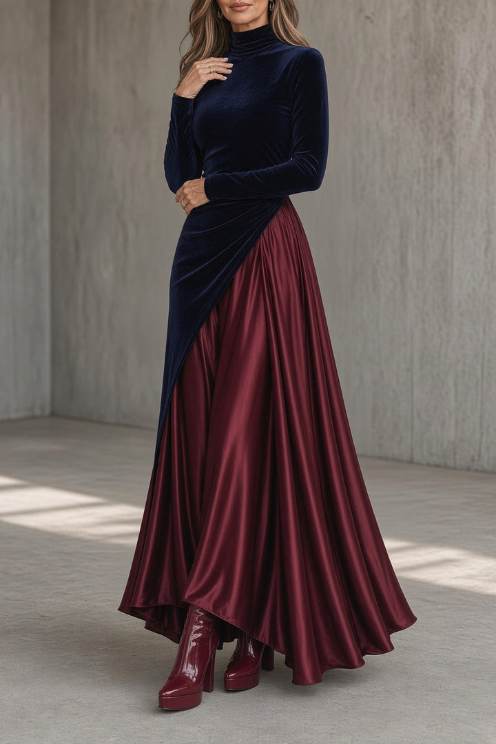 Sarah™ | Color-Block High-Neck Maxi Dress