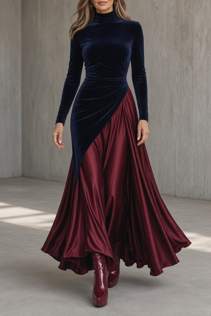 Sarah™ | Color-Block High-Neck Maxi Dress