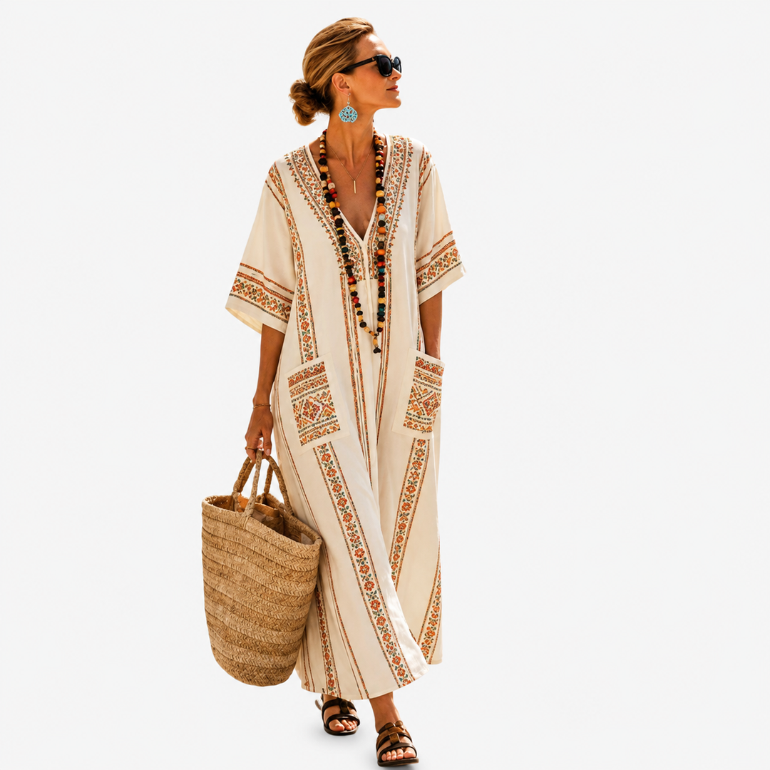 Honorata | Cream Panelled Kaftan